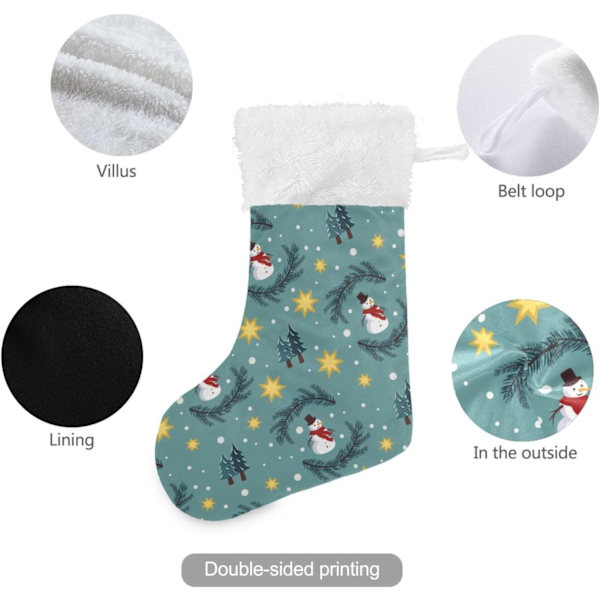 Julklapp, Personliga Julklappsstrumpor 2-pack Snöflinga Snögubbe Blå 18 tum Julstrumpor Hängande Ornament Eldstad för Träd