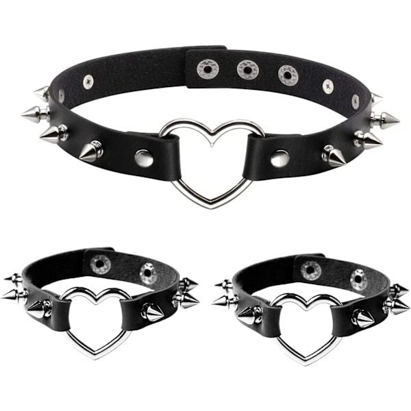 Läderhalsband med spikar Punk Gothic