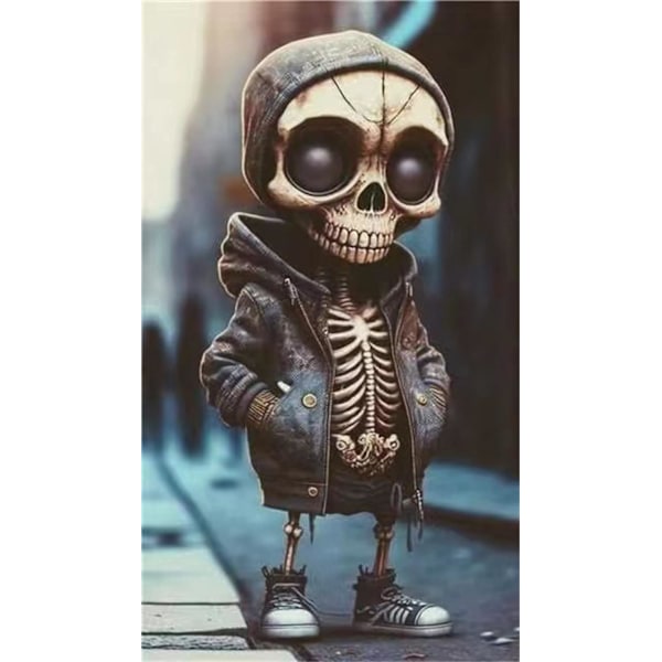 4 stk. kraniedekoration, skeletfigurer, horrorfilmhavegnomer, skeletstatuer dekor sæt søde skelet harpiks indendørs dekorationer, unik A.4stk