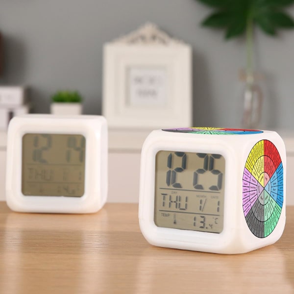 Hjul av känslor och emotioner - Dbt & Cbt-gåva för rådgivare, terapeut och förälder klassisk färgglad stämningslarmklocka för sovrum LED stor display