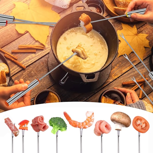Fonduegafler - Fonduepinner i rustfritt stål (12 stk)