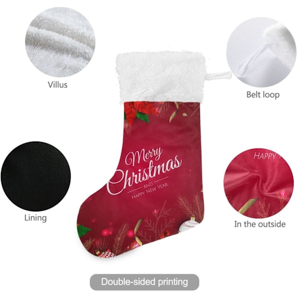 Julklapp, personliga julklappsstrumpor 2-pack Merry Christmas Röd Julstjärna Tallgren 45,7 cm Julstrumpor Hängande Ornament Kami