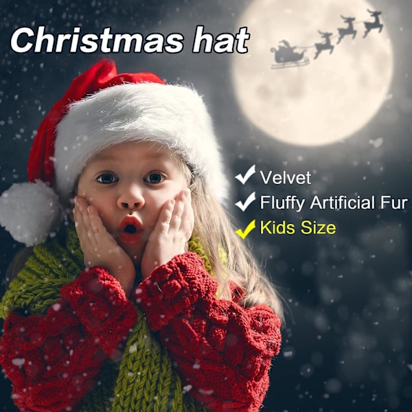 Julhatt för barn, hatt Xmas hatt sammet komfort tjock päls semesterhatt