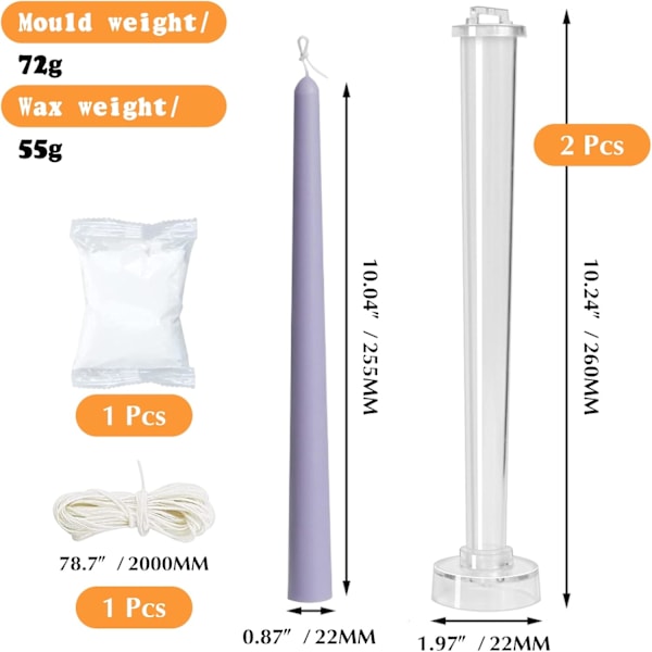 1-pak Taper Candle Form, Candle Body Molds til Candle
