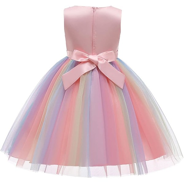 Pigernes Festkjole Prinsesse Sequin Regnbue Tulle Blomsterpiger