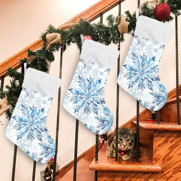 Julklapp, personliga julklappsstrumpor 2-pack Is Snöflinga Jul Blå Julstrumpor Hängande Ornament Kami