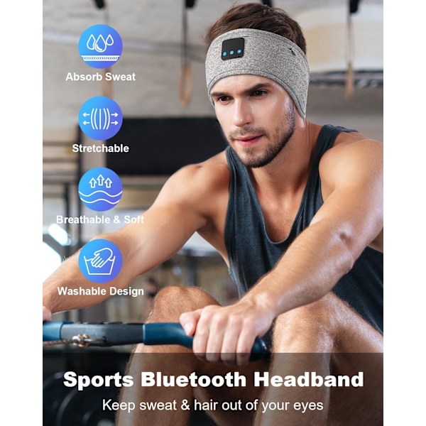 Bluetooth 5.2 Sleep Headband - Bløde Trådløse Hovedtelefoner til Mænd & Kvinder, Perfekt til Sidesøvn, Løb & Yoga