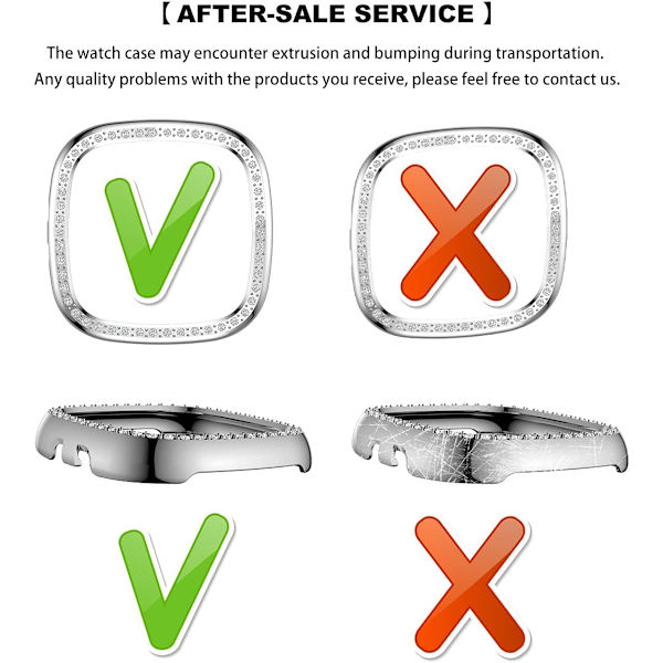 Fitbit Sense-fodral - Bling Diamond PC-skydd för Smart Watch (Silver, Versa 3/Sense)