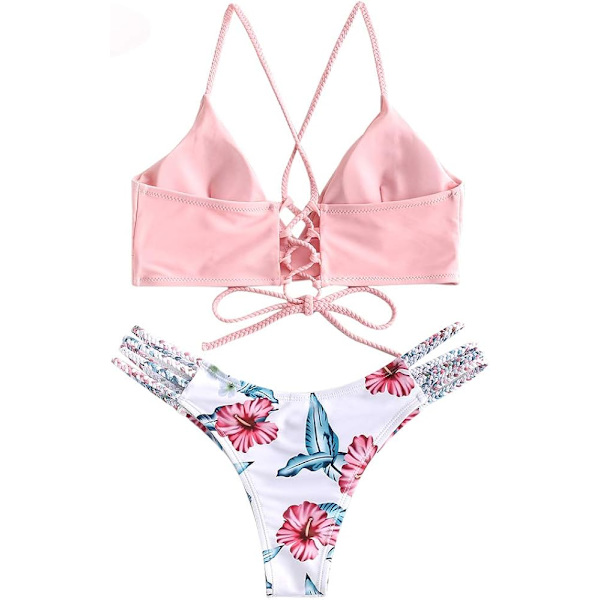 Dames badedragt Halter Ribbed Polka Dot Tie Dye String badedragt Bikini sæt