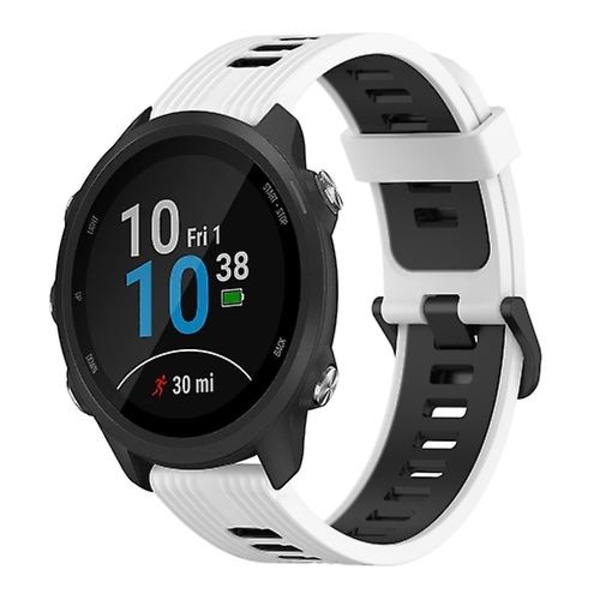 Vertikalt mönster tvåfärgat silikonarmband för Garmin Forerunner 245 Music 20 mm TLK White-Black