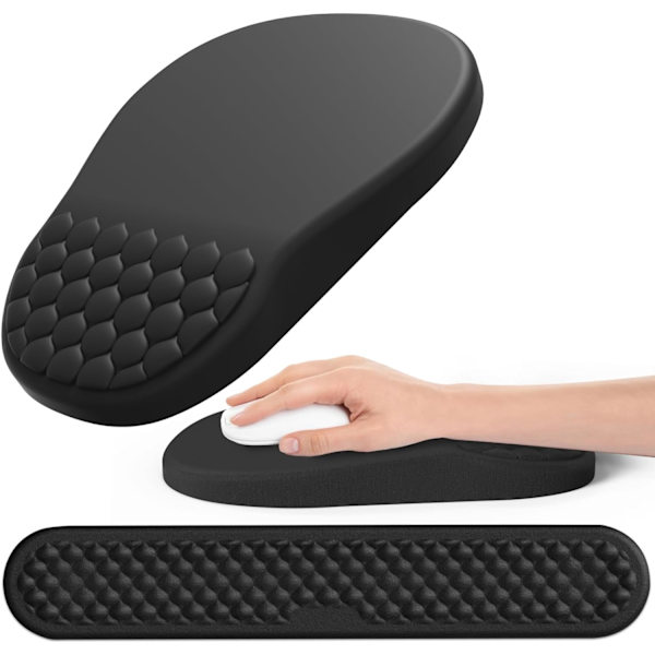 Ergonomiskt musmatta och handledsstöd för tangentbord med massagedesign, platsbesparande handledsstöd för musmatta, handledsstöd i minnesskum med halkfri PU
