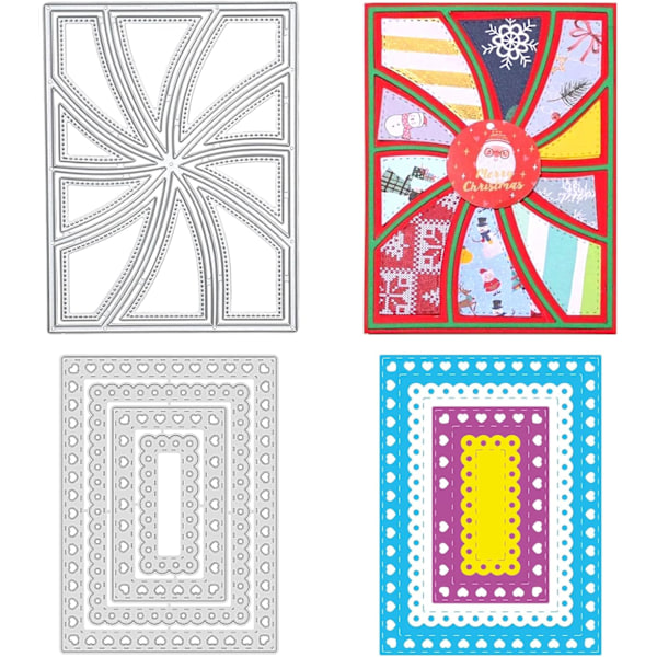 Stansformar för kort (2 st) - Rektangulärt rutnät ram metallstansar för scrapbooking