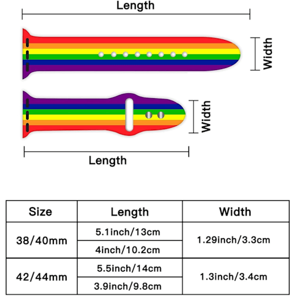 Regnbue Pride LGBTQ flagg klokkebånd kompatibel med Apple Watch 38mm