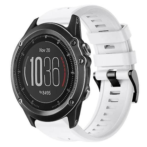 Til Garmin Fenix 3 Sapphire Metal Spænde Solid Color Silikonurrem QEB White