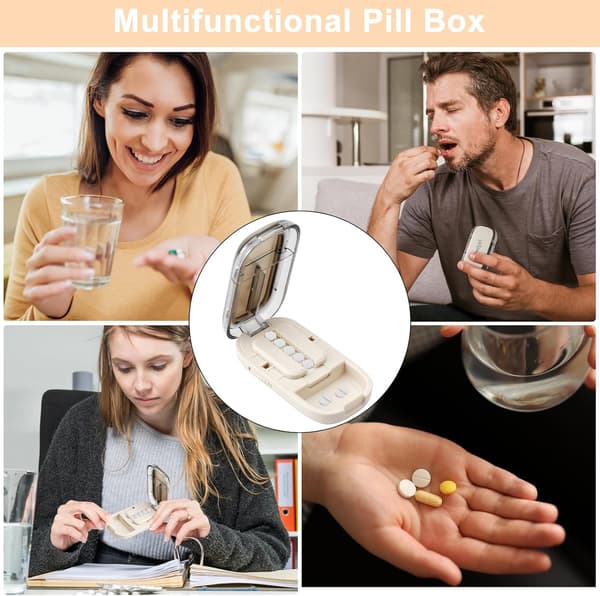 wxsp Tablettdispenser for flertabletter, tablettdispenser for alle tabletter, tablettkutter, pilleseparator, medisindispenser med oppbevaring