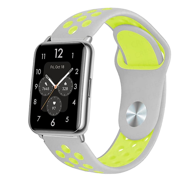Silikone rem til Huawei Watch Fit 2 Band Active Classic Smartwatch Tilbehør Correa erstatningsbælte Huawei Watch Fit2 rem gray-yellow