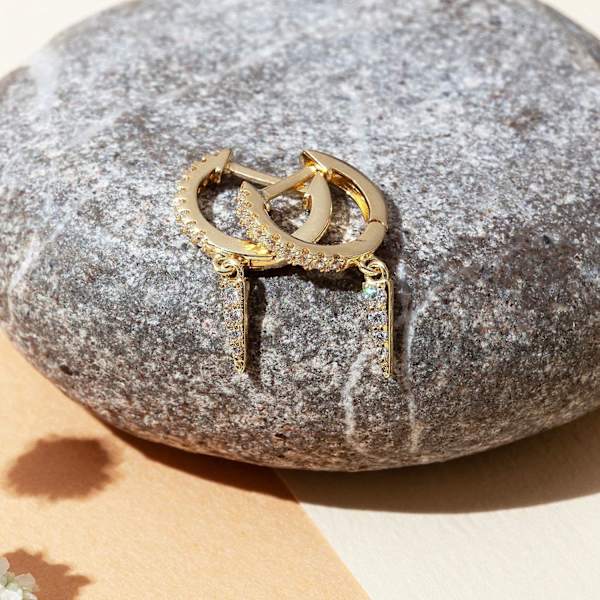 14K gullbelagt S925 Sterling Silver Post BOHO Drop Lightweight/Dangle Huggie