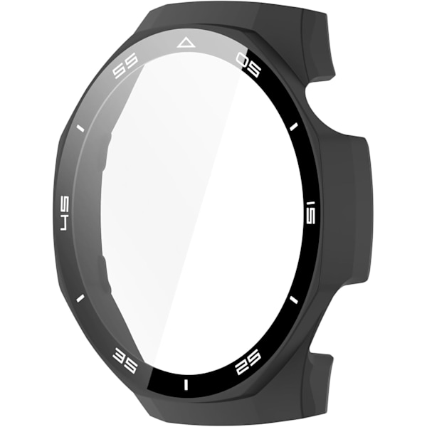 PC Täyssuojaava Kellokotelo Karkaistu Lasinen Näytönsuoja Yhteensopiva Huawei Watch GT5 Pro 46mm:n kanssa (Musta)