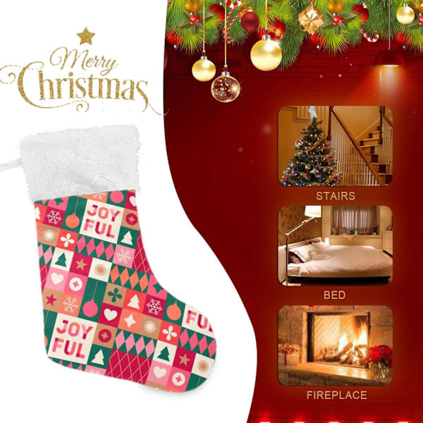 Julklapp, personliga julklappsstrumpor 2-pack Merry Christmas karaktärstryck 45,7 cm julstrumpor hängande prydnad spis för B