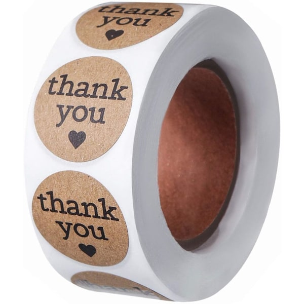 500 Pcs Thank You Stickers, 2.5cm\/1inch Kraft Paper Label Stickers