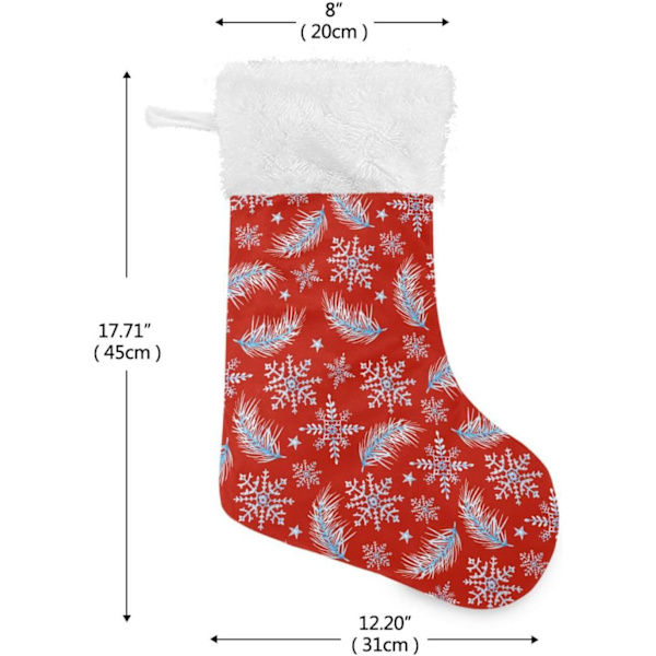 Julklapp, Personliga Julklappsstrumpor 2-pack Jul Fjädrar Snöflingor 45,7 cm Julstrumpor Hängande Ornament Eldstad för Ba