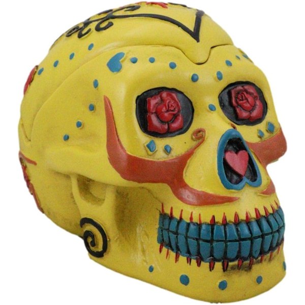 Retro Skull Style Hjemme Askebeger, Kompakt Kule Gravering Flamme Effekt Dekorativ Statue Resin Skulls and Crossbones Flammer Askebeger for Spooky Skeleton