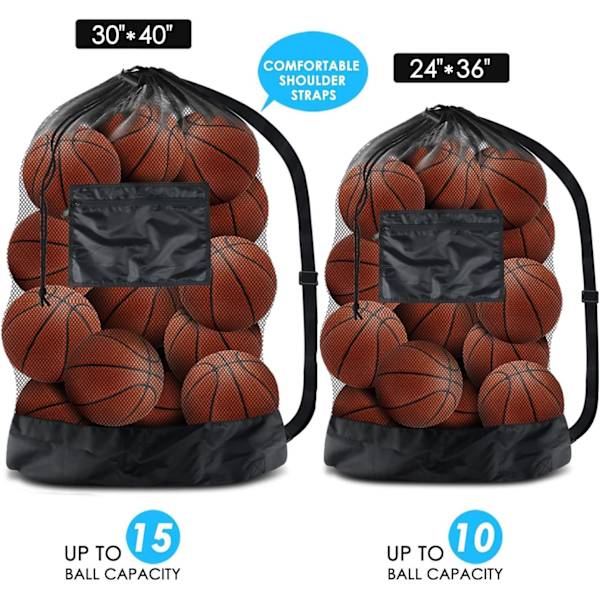Extra stor nätbollspåse, dragsko fotbollspåse för tränare, använd för basketboll,
