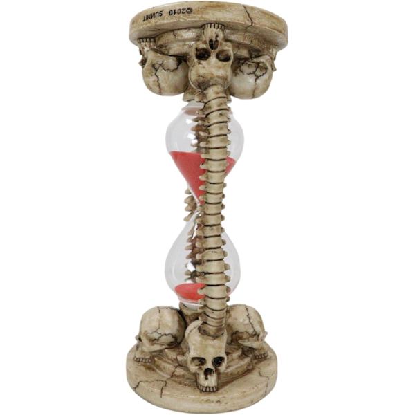 Ebros Gave Gotisk Alkymi Kirkegård 4 Kranier Med Skelet Rygsøjle Knogler Dekorative Sand Timer Figur Ossuarium Makaber Sandtimer Accent