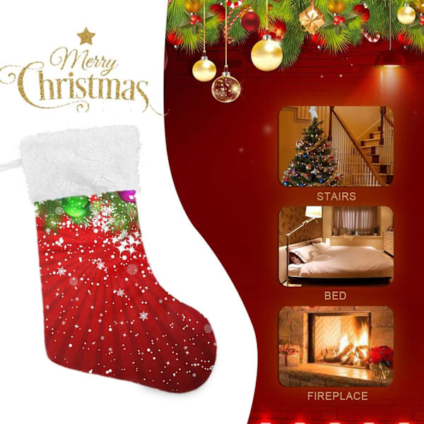 Julklapp, Personliga Julklappsstrumpor 2-pack Julgranspynt Snöflingor 45,7 cm Julstrumpor Hängande Ornament Eldstad