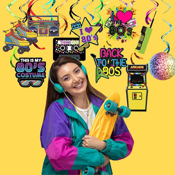 80'er fest folie hvirveldekorationer - retro tema