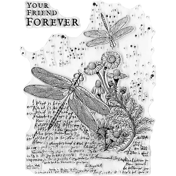 Dragonfly Your Friend Forever Clear Stamps - Ord Transparenta Silikonstämplar för Hantverk