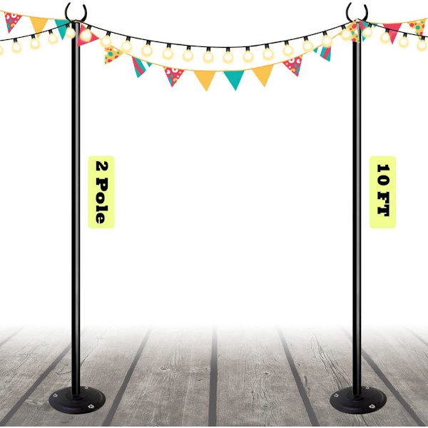 10ft ljusslingor för utomhusbruk, ljusslingor för utomhusbruk för hård markyta, trädgård, uteplats, utomhusbelysning, matt svart, 2-pack matt