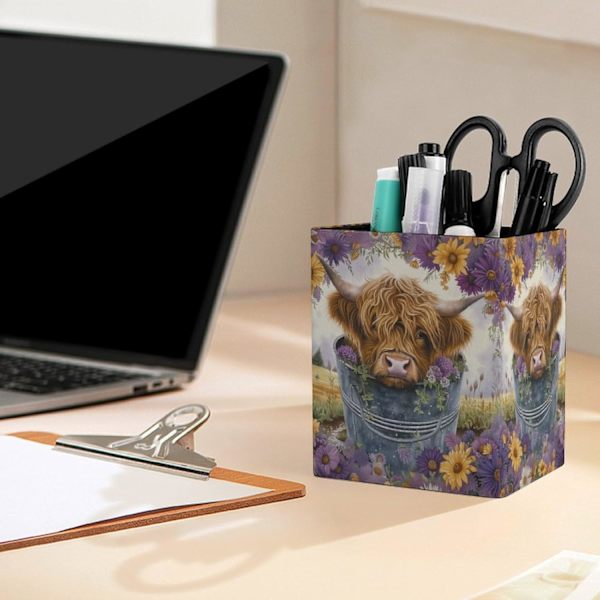 Highlnd Cow Florl ncil Holder,n Holder Cup,ncil Cup Holder,Mkeup Brush Holder,Desk Office n Orgnizer style style
