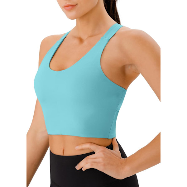 Sport-BH för kvinnor Criss-Cross Back vadderade träningstankar Medium Support