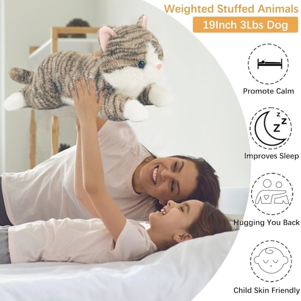 Realistinen Painotettu Pehmolelu, Aistillinen Mukavuus Pehmotyyny, Pehmeä ja Halattava Pehmokissa Lelu Aikuisille Lapsille Teineille 30 cm