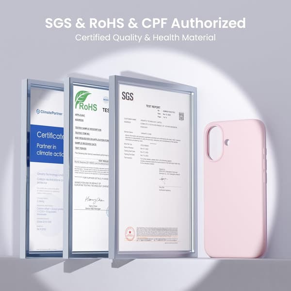 Slankt 3-lags flytende silikondeksel til iPhone 16 Plus - Full beskyttelse, rosa
