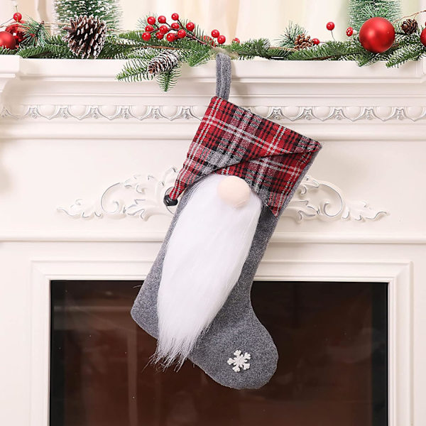Julstrumpa Personliga Julstrumpor Ansiktslös Tomte Skäggig Gammal Man Stickad Juldekoration Julstrumpor Ka