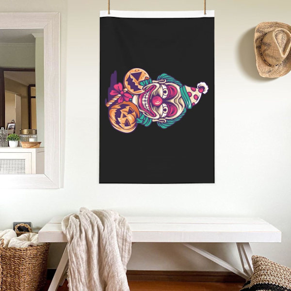 Halloween Klovne og Græskar 2x3 Fod Dobbeltsidet Udendørs Dekorativt Banner s Holdbart Hjem Terrasse Banner s Sæsonbestemt Have Velkommen 2x3 Sort Sort