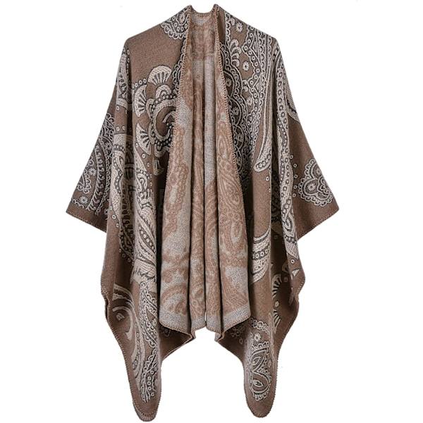Rutid Poncho i Rutigt Mönster - Öppen Framtill - Cape - Filt - Sjal för Kvinnor