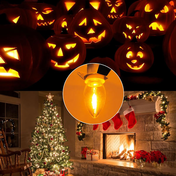 Julbybelysning med 4 LED-lampor, LED-lampor C7-sladdklämmor Jul Halloween Ca, Pumpor, Utomhusatmosfär Vit 4 LED