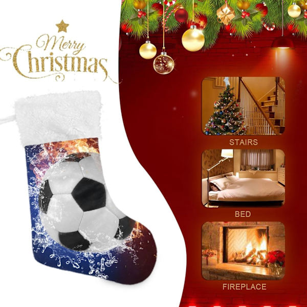 Julklapp, personliga julklappsstrumpor set om 2 fotboll 18 tum julstrumpor hängande prydnad spis för träddekoration 17.71x1