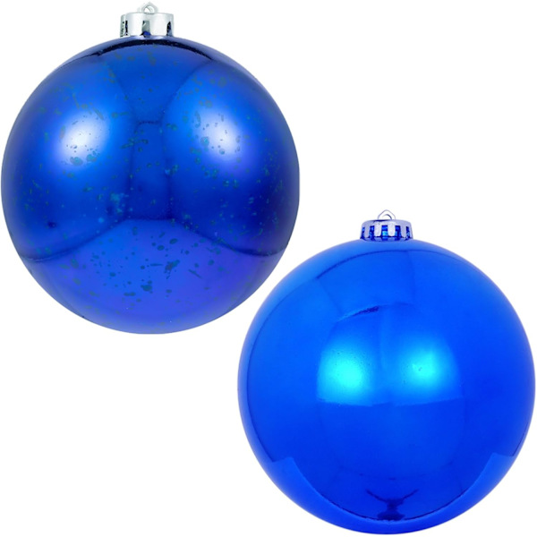 Store julekule ornamenter, 2 stk blå gigantiske knusebestandige plast hengende