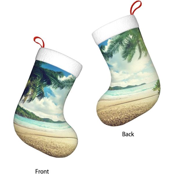Solnedgång På Stranden Jul Semester Dekorationstrumpor - Hållbara, Färgglada Och Roliga Festliga Dekorationer - Julstrumpa Spis Ornament Julstrumpor