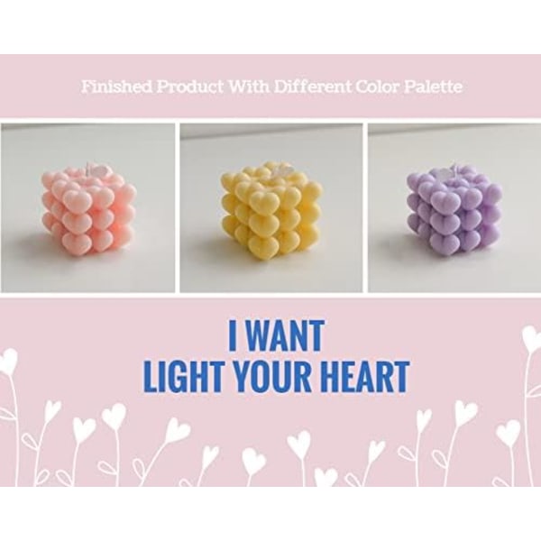 3D Hjerte Boble Cube Lys Form DIY Stablet