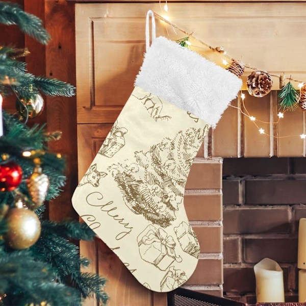 Julklapp, Personliga Julklappsstrumpor 2-pack Julgran Rensa Retro Jul 18 tum Julstrumpor Hängande Ornament Eldstad för Ba