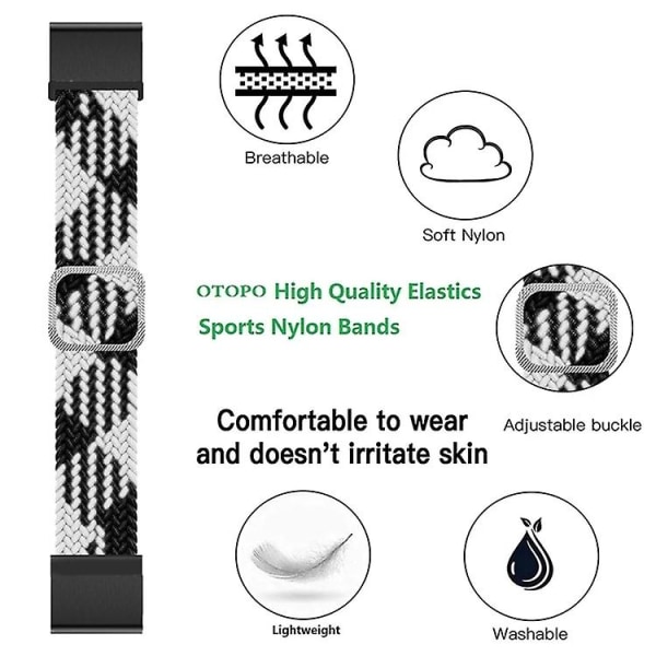 Justerbar nylon flettet elasticitet urrem til Garmin Fenix 7 SOX Colorful Denim