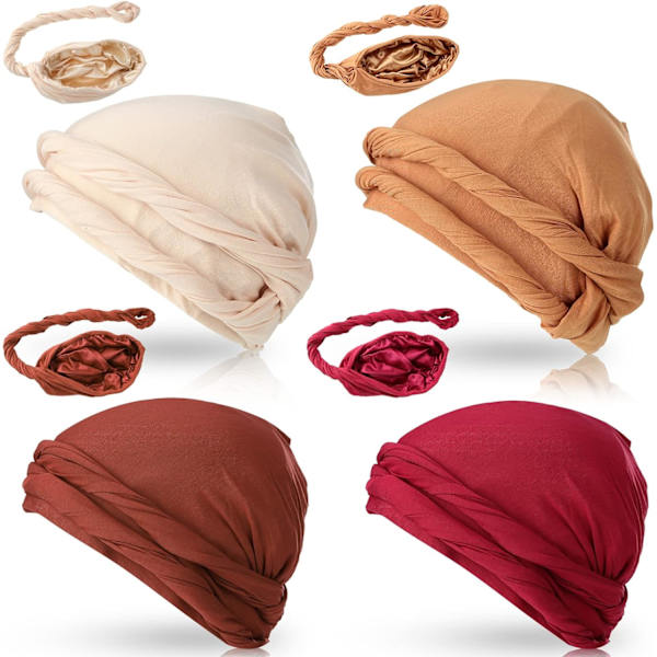 4 delar turban för män Twist Head Wraps för män Stretch