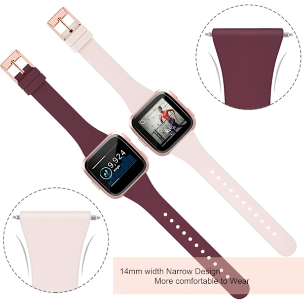 Silikone Rem til Fitbit Versa og Versa 2 - Slank Smal Udskiftningsrem