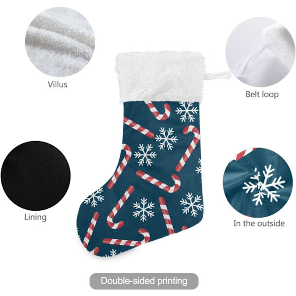 Julklapp, personliga julklappsstrumpor 2-pack Lollipop Snöflinga 45,7 cm Julstrumpor Hängande Ornament Kamin för träddekoration