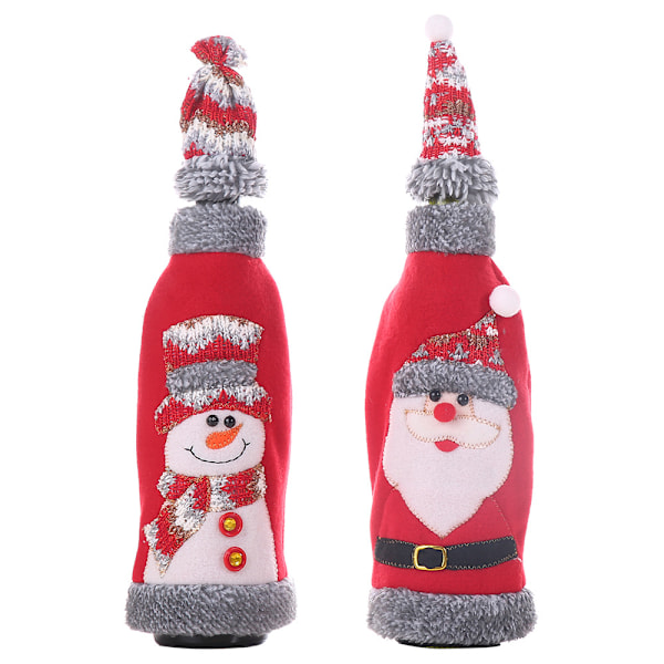 2 Pieces Velvet Wrapped Hooded Wine Bottle Set Table Decoration